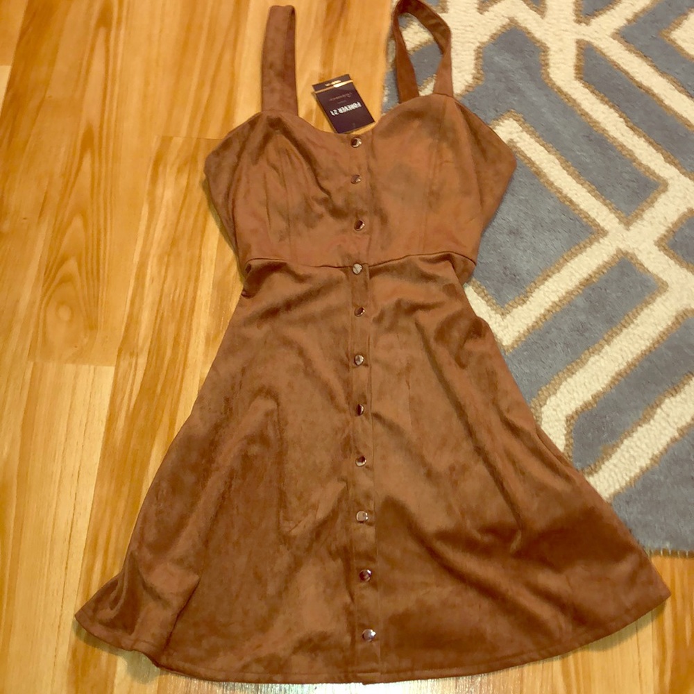 Suede Brown Button Up Dress